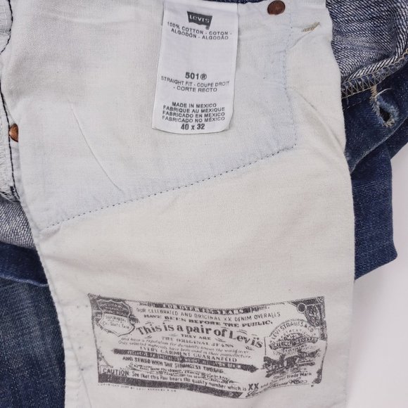 Levis 501 Jeans 40x30 Blue Mens Button Fly Regular - Picture 5 of 12